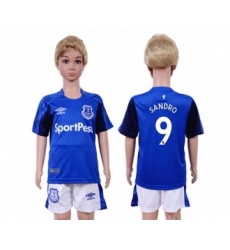 Everton #9 Sandro Home Kid Soccer Club Jersey