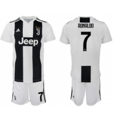 Juventus #7 Ronaldo Home Kid Soccer Club Jersey