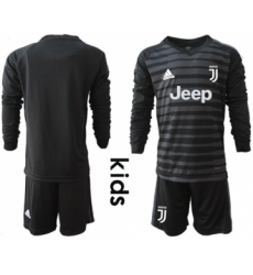 Juventus Blank Black Goalkeeper Long Sleeves Kid Soccer Club Jersey