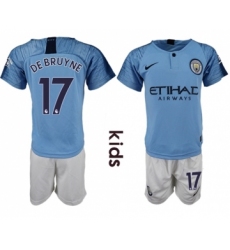 Manchester City #17 De Bruyne Home Kid Soccer Club Jersey