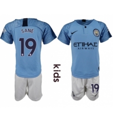 Manchester City #19 Sane Home Kid Soccer Club Jersey