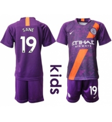 Manchester City #19 Sane Third Kid Soccer Club Jersey