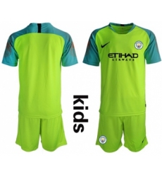 Manchester City Blank Shiny Green Goalkeeper Kid Soccer Club Jersey