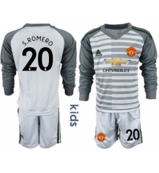 Manchester United #20 S.Romero Grey Goalkeeper Long Sleeves Kid Soccer Club Jersey