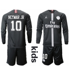 Paris Saint-Germain #10 Neymar Jr Jordan Home Long Sleeves Kid Soccer Club Jersey