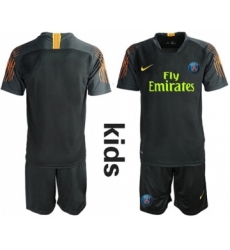 Paris Saint Germain Blank Black Goalkeeper Kid Soccer Club Jersey