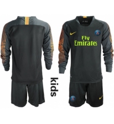 Paris Saint Germain Blank Black Goalkeeper Long Sleeves Kid Soccer Club Jersey