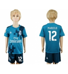 Real Madrid #12 Marcelo Sec Away Kid Soccer Club Jersey