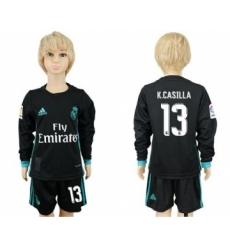 Real Madrid #13 K.Casilla Away Long Sleeves Kid Soccer Club Jersey