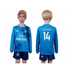 Real Madrid #14 Casemiro Sec Away Long Sleeves Kid Soccer Club Jersey