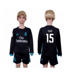Real Madrid #15 Theo Away Long Sleeves Kid Soccer Club Jersey