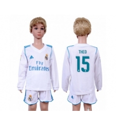Real Madrid #15 Theo Home Long Sleeves Kid Soccer Club Jersey