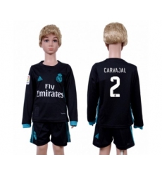 Real Madrid #2 Carvajal Away Long Sleeves Kid Soccer Club Jersey