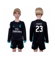 Real Madrid #23 Kovacic Away Long Sleeves Kid Soccer Club Jersey