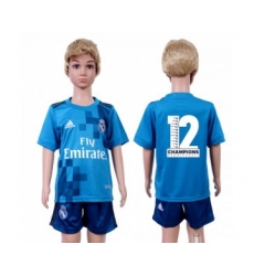 Real Madrid Blank Champions Sec Away Kid Soccer Club Jersey