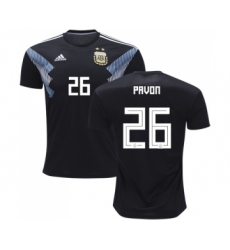 Argentina #26 Pavon Away Kid Soccer Country Jersey
