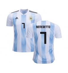 Argentina #7 Benedetto Home Kid Soccer Country Jersey