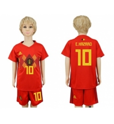 Belgium #10 E.Hazard Red Home Kid Soccer Country Jersey