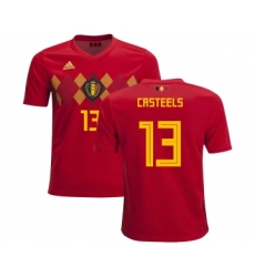 Belgium #13 Casteels Home Kid Soccer Country Jersey