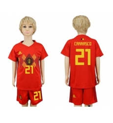 Belgium #21 Carrasco Red Home Kid Soccer Country Jersey