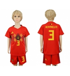 Belgium #3 Vermaelen Red Home Kid Soccer Country Jersey