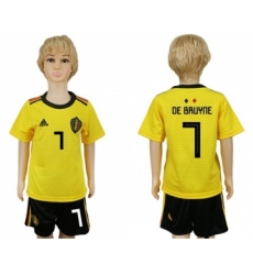 Belgium #7 De Bruyane Away Kid Soccer Country Jersey