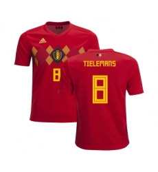 Belgium #8 Tielemans Home Kid Soccer Country Jersey