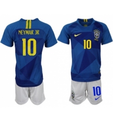Brazil #10 Neymar Jr Away Kid Soccer Country Jersey