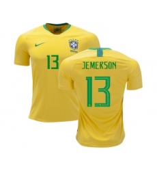 Brazil #13 Jemerson Home Kid Soccer Country Jersey
