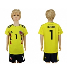 Colombia #1 Ospina Home Kid Soccer Country Jersey
