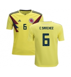 Colombia #6 C.Sanchez Home Kid Soccer Country Jersey