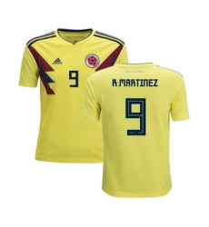 Colombia #9 R.Martinez Home Kid Soccer Country Jersey