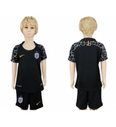 England Blank Black Goalkeeper Kid Soccer Country Jersey