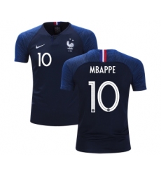 France #10 Mbappe Home Kid Soccer Country Jersey