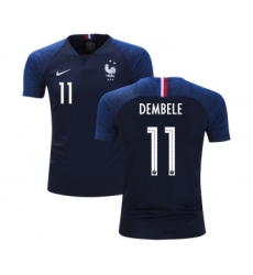 France #11 Dembele Home Kid Soccer Country Jersey