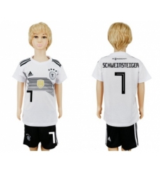 Germany #7 Schweinsteiger White Home Kid Soccer Country Jersey