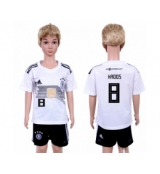 Germany #8 Kroos White Home Kid Soccer Country Jersey