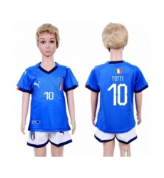 Italy #10 Totti Home Kid Soccer Country Jersey