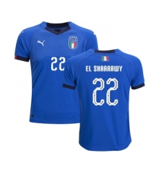 Italy #22 El Shaarawy Home Kid Soccer Country Jersey