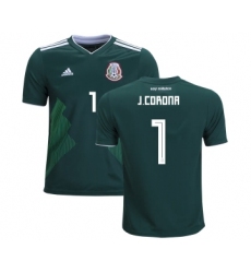 Mexico #1 J.Corona Home Kid Soccer Country Jersey