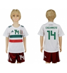 Mexico #14 Chicharito Away Kid Soccer Country Jersey