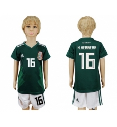 Mexico #16 H.Herrera Home Kid Soccer Country Jersey