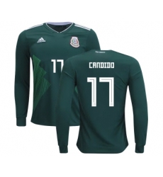 Mexico #17 Candido Home Long Sleeves Kid Soccer Country Jersey