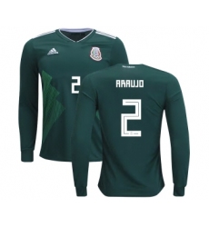Mexico #2 Araujo Home Long Sleeves Kid Soccer Country Jersey
