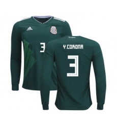 Mexico #3 Y.Corona Home Long Sleeves Kid Soccer Country Jersey