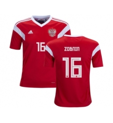 Russia #16 Zobnin Home Kid Soccer Country Jersey