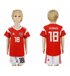 Russia #18 Zhirkov Home Kid Soccer Country Jersey