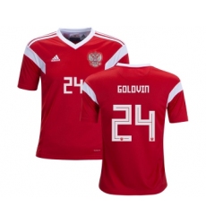Russia #24 Golovin Home Kid Soccer Country Jersey