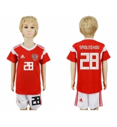 Russia #28 Smolnikov Home Kid Soccer Country Jersey