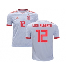 Spain #12 Luis Alberto Away Kid Soccer Country Jersey